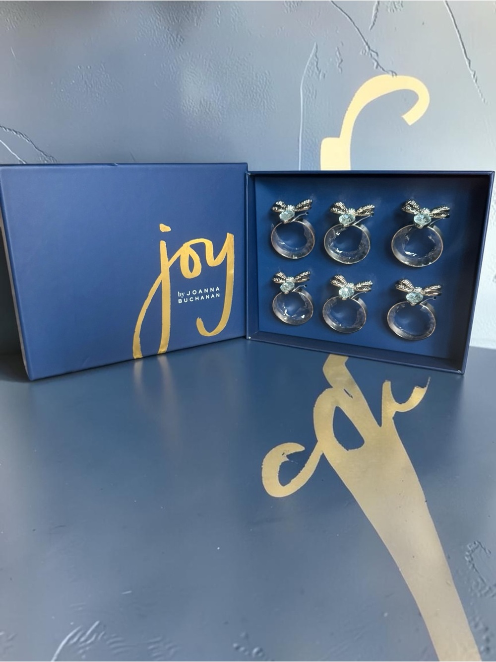 Joy by Joanna Buchanan Rhinestone Bee Napkin Ring Set of 6